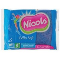 Губка для посуды Nicols Cello Soft Delicate целюлозная, 2 шт
